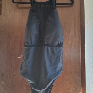 Dip Black Swimsuit with Lace Accents